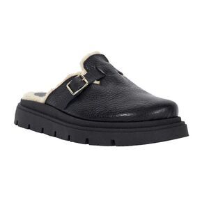 Dune London Womens/Ladies Gene Leather Faux Shearling Lined Clogs / Black
